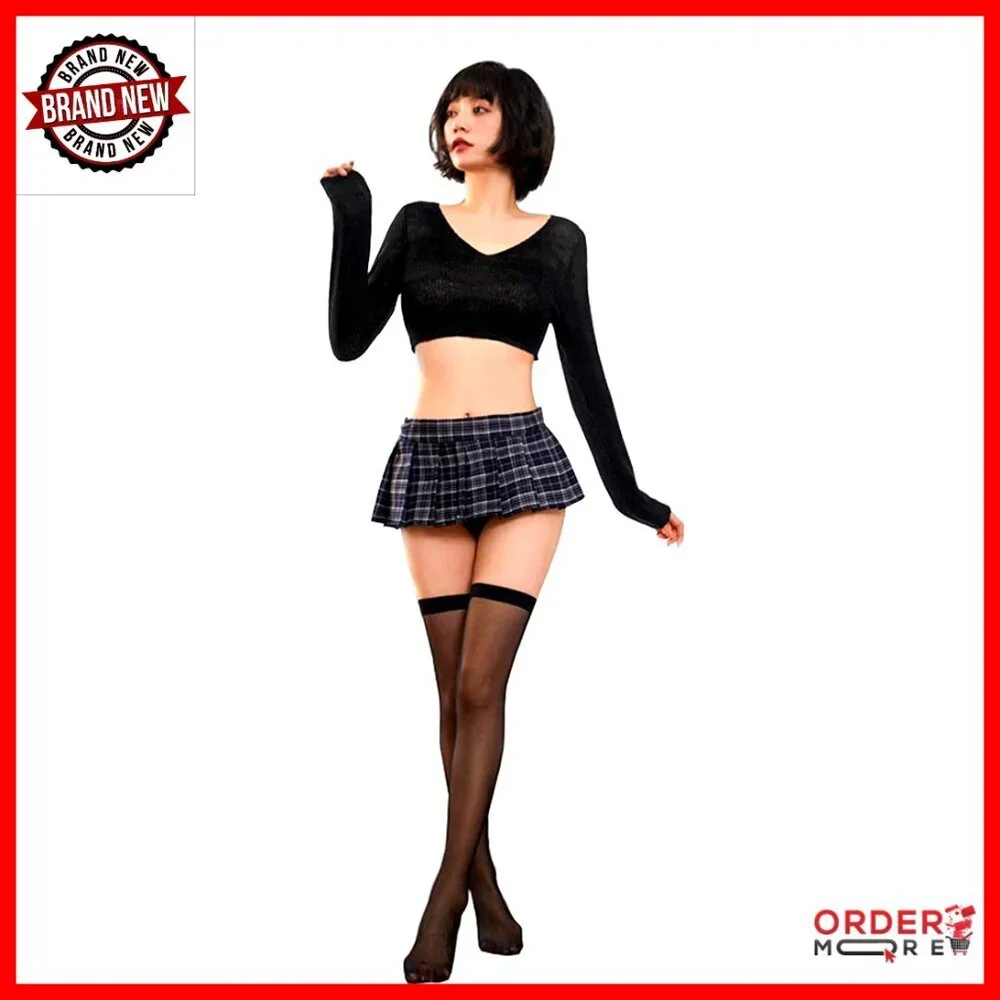 Sexy Lingerie Set Pleated Skirt Sweater Cosplay Free Size S-L